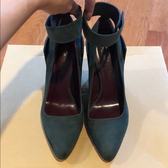 NEW Acne Terra Ankle Wrap Suede Pump Green 6 - Picture 3 of 8